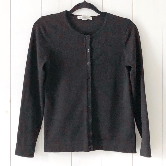 August Silk Black Silk Blend Soft Button Down Long Sleeve Cardigan Size Small - Picture 3 of 12